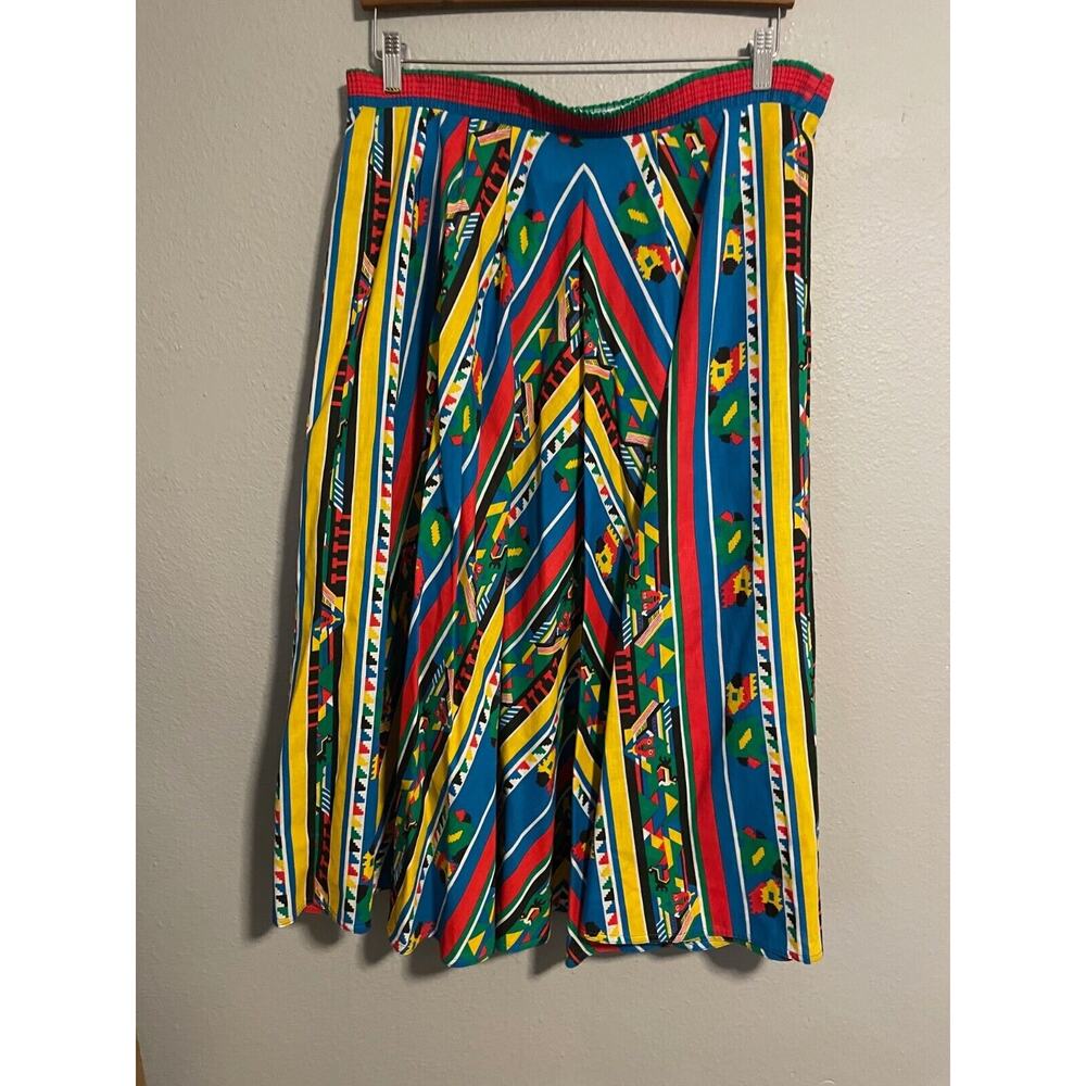 Vintage Sunny Sport Womens Maxi Skirt Size 10 Colorful Aztec Pleated Wacky READ